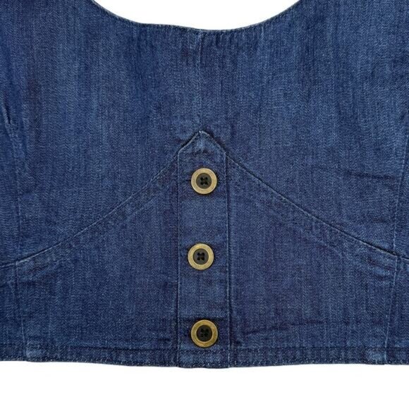 Banana Republic Denim Scoop Neck Corset In Dark Blue Womens Size 14 - Picture 4 of 6